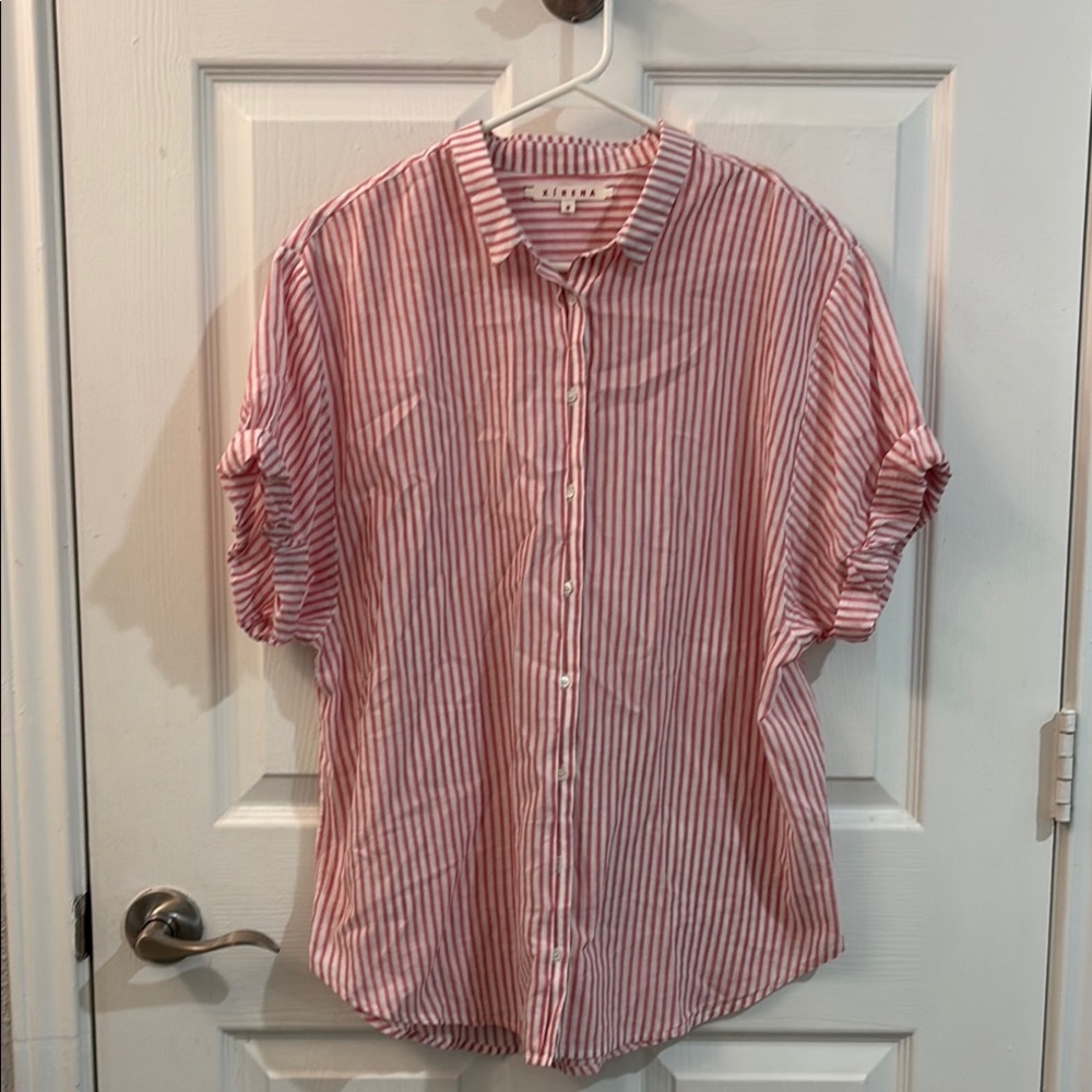 XIRENA stripped button down Shirt size M - Picture 2 of 11